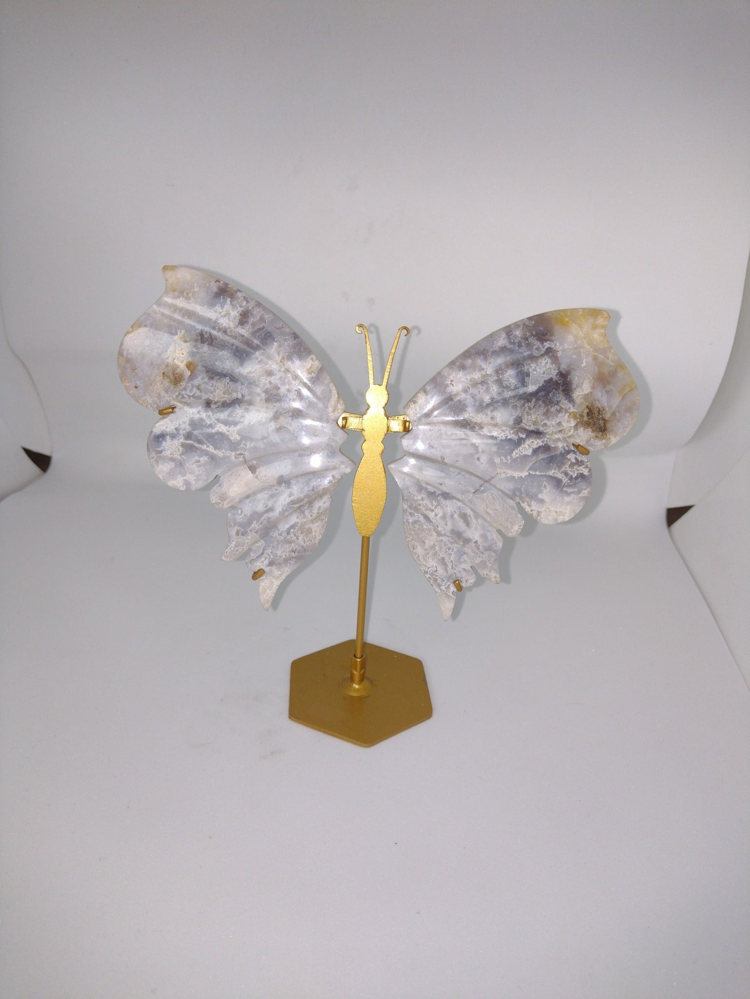 Crazy Lace agaat vlinder vleugels op standaard